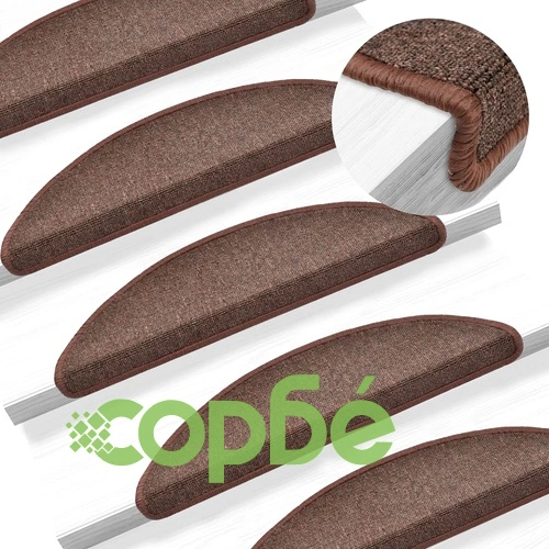 Изтривалки за стълби, 10 бр., 56x17x3 см, кафеенокафяви, полукръгли ➤ топ цена ➤ sorbe.bg