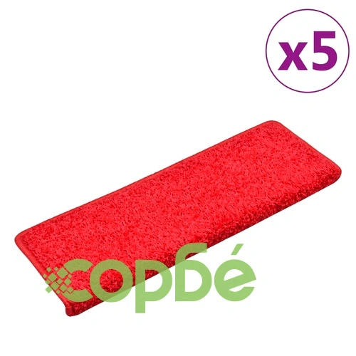 Изтривалки за стълби, 5 бр., 65x21x4 см, червени, правоъгълни, кант ➤ топ цена ➤ sorbe.bg