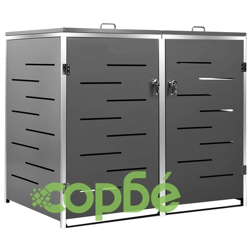 Двоен навес за кофа за смет 138x77,5x112,5 см инокс ➤ топ цена ➤ sorbe.bg
