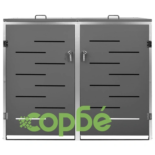 Двоен навес за кофа за смет 138x77,5x112,5 см инокс ➤ топ цена ➤ sorbe.bg