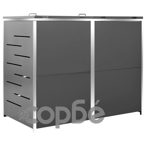 Двоен навес за кофа за смет 138x77,5x112,5 см инокс ➤ топ цена ➤ sorbe.bg