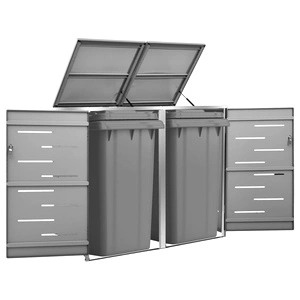 Двоен навес за кофа за смет 138x77,5x112,5 см инокс