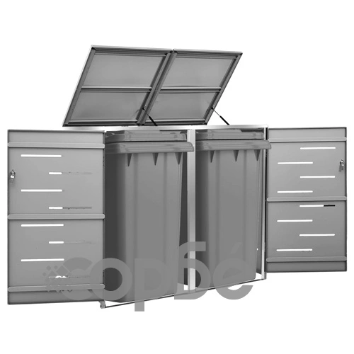 Двоен навес за кофа за смет 138x77,5x112,5 см инокс ➤ топ цена ➤ sorbe.bg