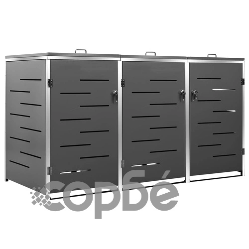 Троен навес за кофа за смет 207x77,5x112,5 см инокс ➤ топ цена ➤ sorbe.bg