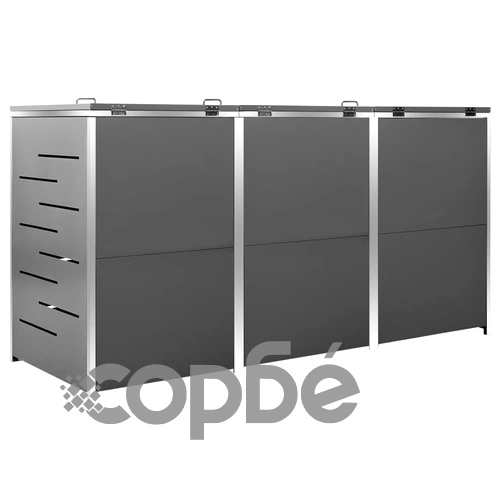 Троен навес за кофа за смет 207x77,5x112,5 см инокс ➤ топ цена ➤ sorbe.bg