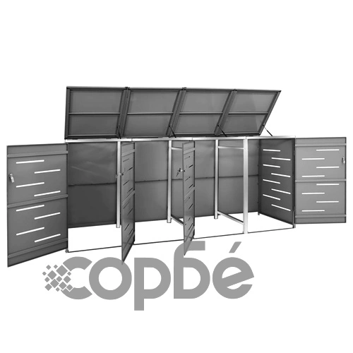 Четворен навес за кофа за смет 276,5x77,5x112,5 см инокс на топ цена от sorbe.bg Четворен навес за кофа за смет 276,5x77,5x112,5 см инокс ➤ топ цена ➤ sorbe.bg