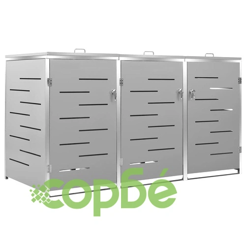 Троен навес за кофа за смет 207x77,5x112,5 см инокс ➤ топ цена ➤ sorbe.bg