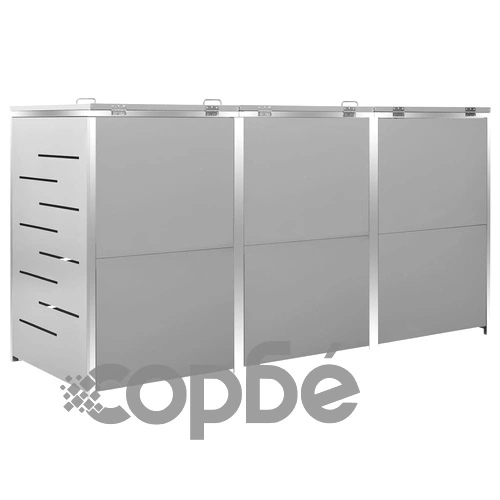 Троен навес за кофа за смет 207x77,5x112,5 см инокс ➤ топ цена ➤ sorbe.bg