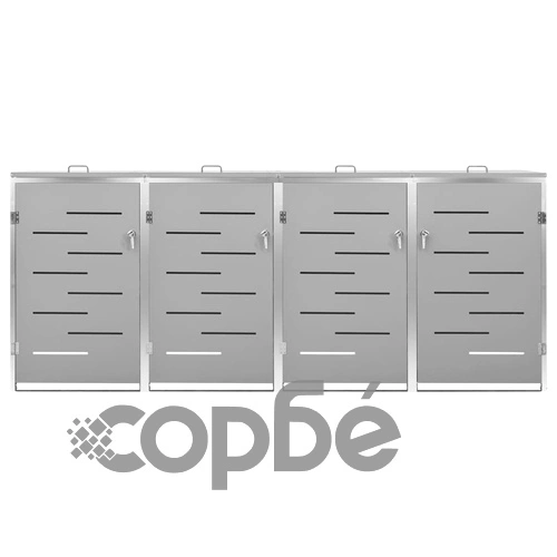 Четворен навес за кофа за смет 276,5x77,5x112,5 см инокс на топ цена от sorbe.bg Четворен навес за кофа за смет 276,5x77,5x112,5 см инокс ➤ топ цена ➤ sorbe.bg