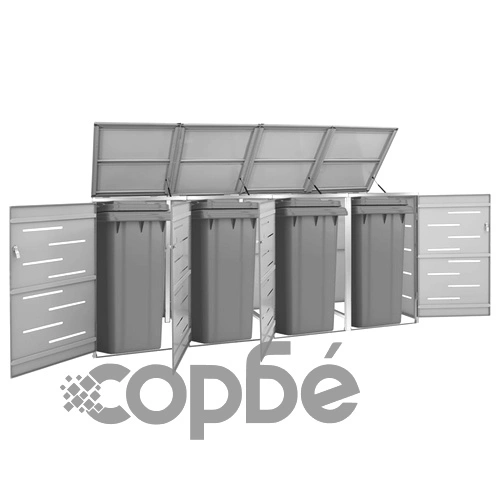 Четворен навес за кофа за смет 276,5x77,5x112,5 см инокс на топ цена от sorbe.bg Четворен навес за кофа за смет 276,5x77,5x112,5 см инокс ➤ топ цена ➤ sorbe.bg