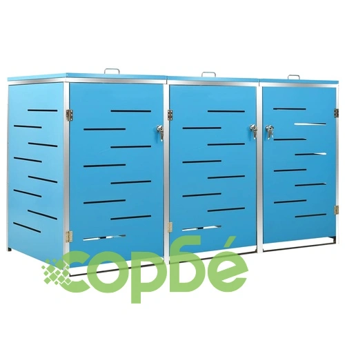 Троен навес за кофа за смет 207x77,5x112,5 см инокс ➤ топ цена ➤ sorbe.bg