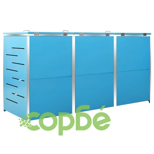 Троен навес за кофа за смет 207x77,5x112,5 см инокс ➤ топ цена ➤ sorbe.bg