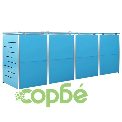 Четворен навес за кофа за смет 276,5x77,5x112,5 см инокс ➤ топ цена ➤ sorbe.bg