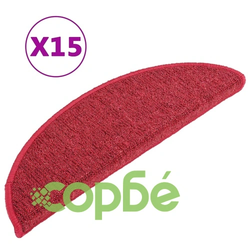 Постелки за стъпала, 15 бр, червени, 56x17x3 см ➤ топ цена ➤ sorbe.bg