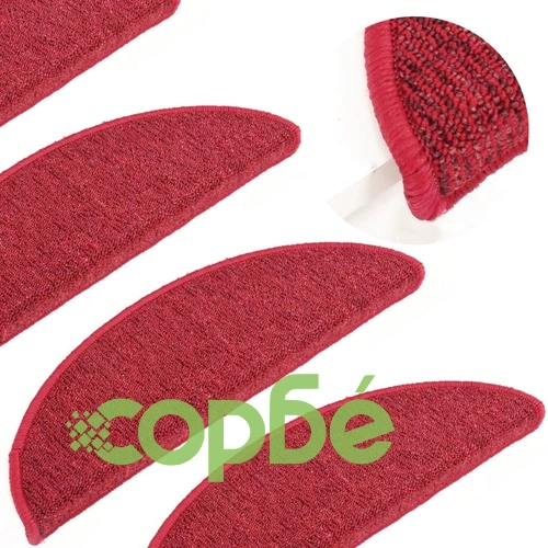 Постелки за стъпала, 15 бр, червени, 56x17x3 см ➤ топ цена ➤ sorbe.bg