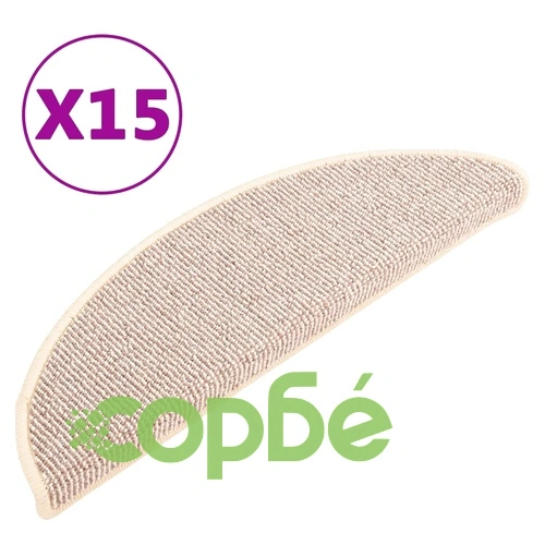 Изтривалки за стълби, 15 бр., 56x17x3 см, бели и кафяви, полукръгли ➤ топ цена ➤ sorbe.bg