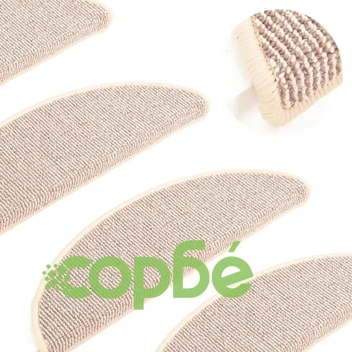 Изтривалки за стълби, 15 бр., 56x17x3 см, бели и кафяви, полукръгли ➤ топ цена ➤ sorbe.bg