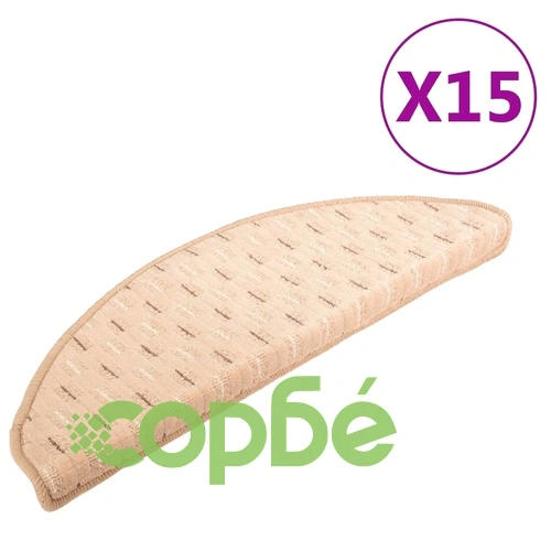 Постелки за стъпала, 15 бр, кремави, 56x17x3 см ➤ топ цена ➤ sorbe.bg