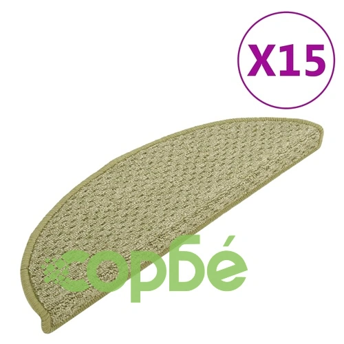 Постелки за стъпала, 15 бр, зелени, 56x20 см ➤ топ цена ➤ sorbe.bg