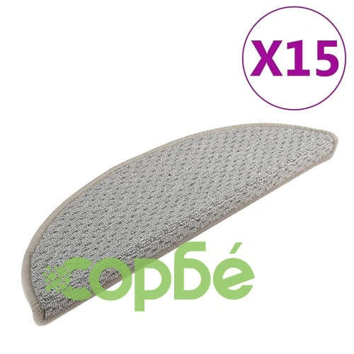 Постелки за стъпала, 15 бр, сиви, 56x17x3 см ➤ топ цена ➤ sorbe.bg