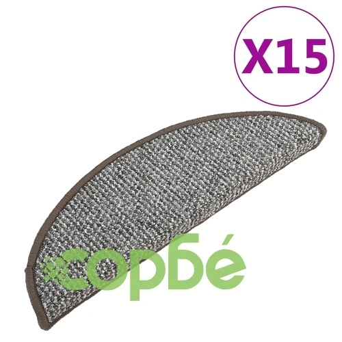 Постелки за стъпала, 15 бр, сиви, 56x17x3 см ➤ топ цена ➤ sorbe.bg