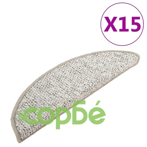 Постелки за стъпала, 15 бр, светлосиви, 56x17x3 см ➤ топ цена ➤ sorbe.bg