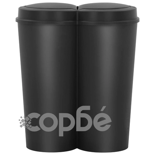 Двоен контейнер за смет, черен, 50 л ➤ топ цена ➤ sorbe.bg