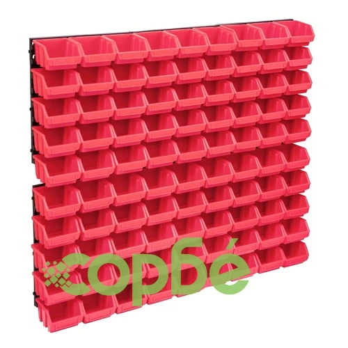 Стенен органайзер с 96 бр кутии за инструменти червено и черно ➤ топ цена ➤ sorbe.bg