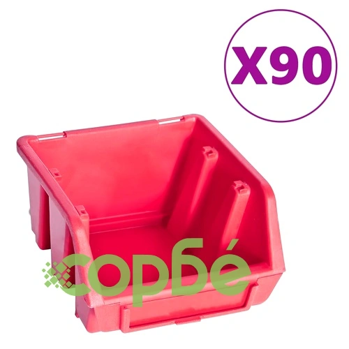 Стенен органайзер с 96 бр кутии за инструменти червено и черно ➤ топ цена ➤ sorbe.bg