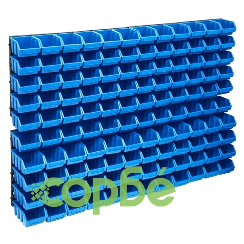 Стенен органайзер със 128 бр кутии за инструменти синьо и черно ➤ топ цена ➤ sorbe.bg