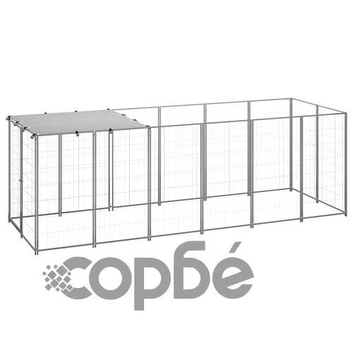 Клетка за кучета, сребриста, 330x110x110 см, стомана ➤ топ цена ➤ sorbe.bg