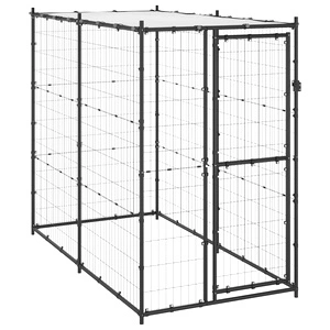 Външна клетка за кучета с покрив, стомана, 110x220x180 см