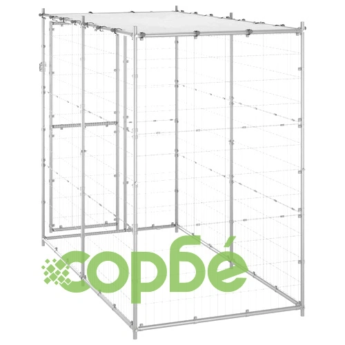 Външна клетка за кучета с покрив, стомана, 110x220x180 см ➤ топ цена ➤ sorbe.bg