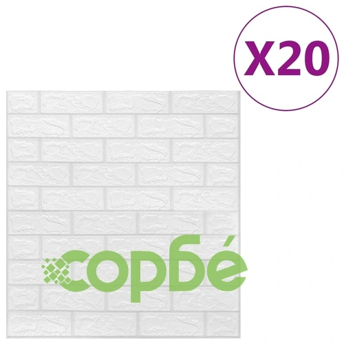 3D тапети Тухли, самозалепващи се, 20 бр, бели ➤ топ цена ➤ sorbe.bg