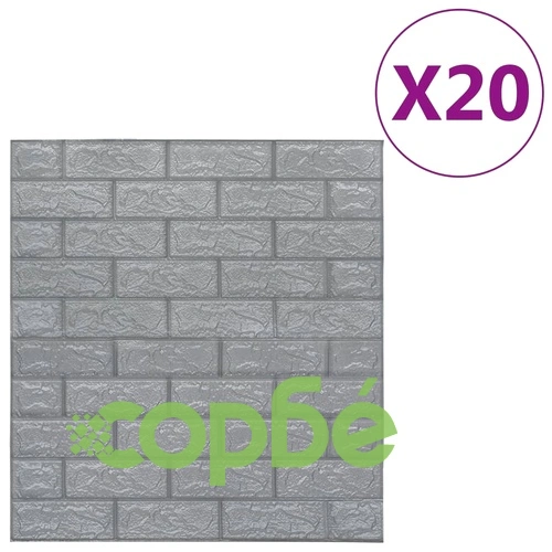 3D тапети Тухли, самозалепващи се, 20 бр, антрацит ➤ топ цена ➤ sorbe.bg