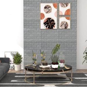 3D тапети Тухли, самозалепващи се, 20 бр, антрацит