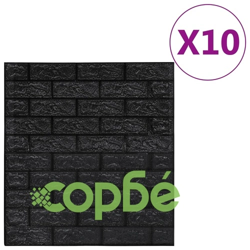 3D тапети Тухли, самозалепващи се, 10 бр, черни ➤ топ цена ➤ sorbe.bg
