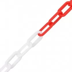 Предупредителна верига, червено и бяло, 30 м, Ø4 мм, пластмаса