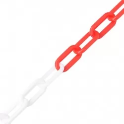 Предупредителна верига, червено и бяло, 30 м, Ø8 мм, пластмаса