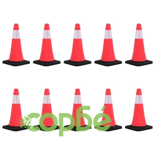 Светлоотразителни трафик конуси с тежки основи, 10 бр, 50 см ➤ топ цена ➤ sorbe.bg
