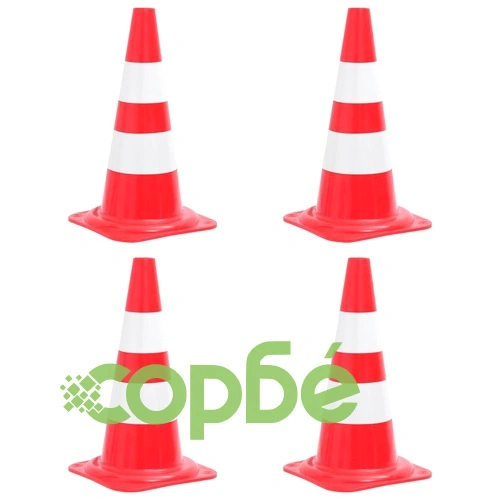 Светлоотразителни трафик конуси, 4 бр, червено и бяло, 50 см ➤ топ цена ➤ sorbe.bg
