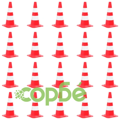 Светлоотразителни трафик конуси, 20 бр, червено и бяло, 50 см ➤ топ цена ➤ sorbe.bg