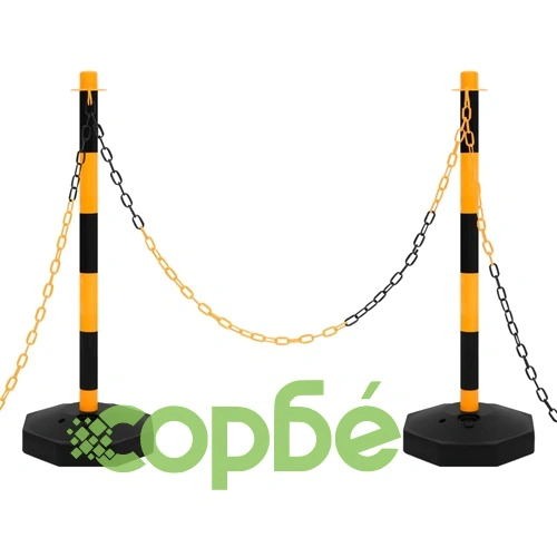 Комплект сигнални колчета с 10 м пластмасова верига ➤ топ цена ➤ sorbe.bg