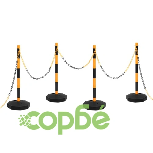 Комплект сигнални колчета с 10 м пластмасова верига ➤ топ цена ➤ sorbe.bg