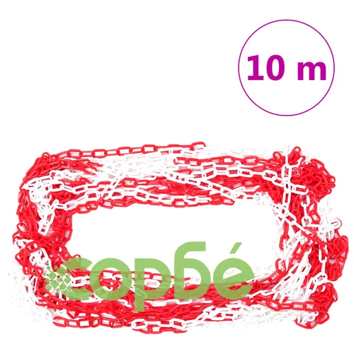 Сигнални колчета за контрол на трафика 2 бр с верига 75 см PE ➤ топ цена ➤ sorbe.bg