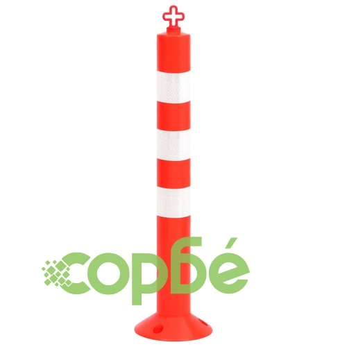 Сигнални колчета за контрол на трафика 2 бр с верига 75 см PE ➤ топ цена ➤ sorbe.bg