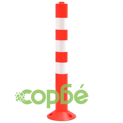 Сигнални колчета за контрол на трафика 2 бр с верига 75 см PE ➤ топ цена ➤ sorbe.bg