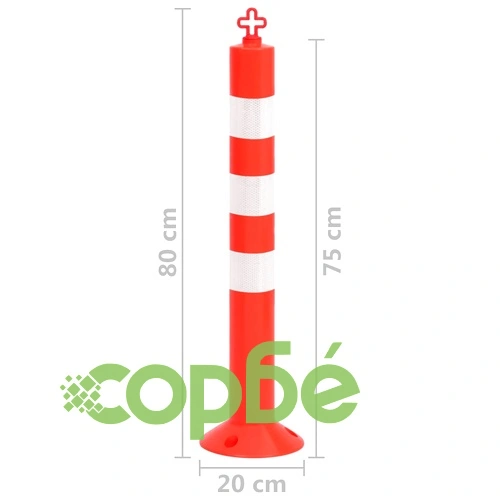 Сигнални колчета за контрол на трафика 4 бр с верига 75 см PE ➤ топ цена ➤ sorbe.bg