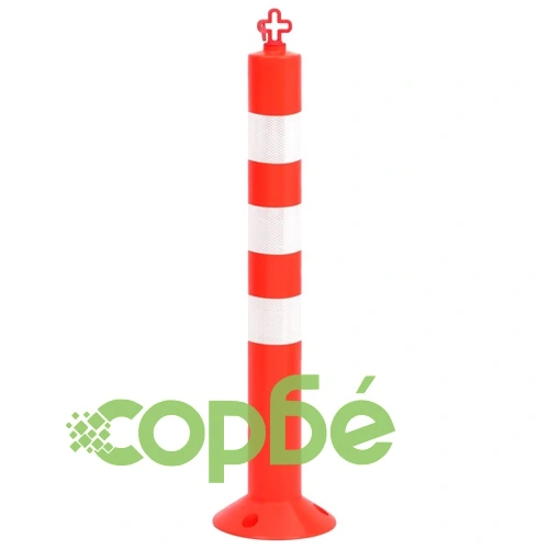 Сигнални колчета за контрол на трафика 4 бр с верига 75 см PE ➤ топ цена ➤ sorbe.bg