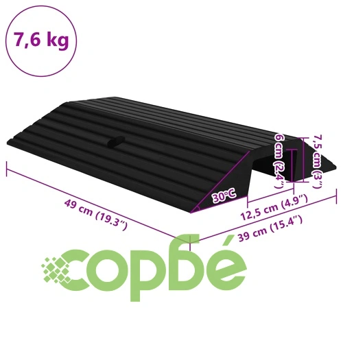 Рампи за праг тип мост, 3 бр, 49x40x8 см, гума ➤ топ цена ➤ sorbe.bg